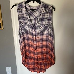 Red, white & blue high low sleeveless top